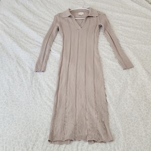 H&M Taupe Long Sleeve Knit Dress